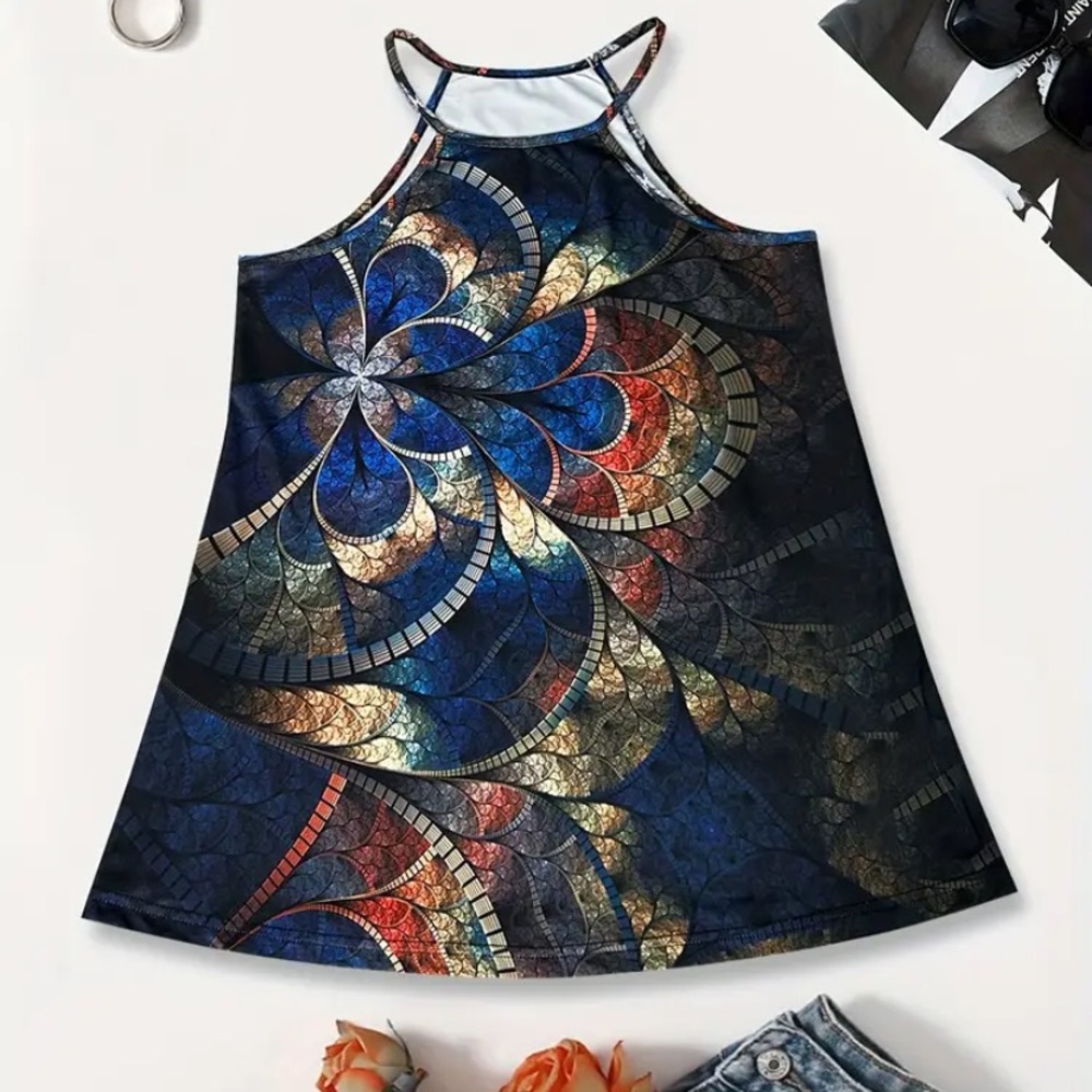 Colorful Abstract Halter Top - Picture 2 of 9